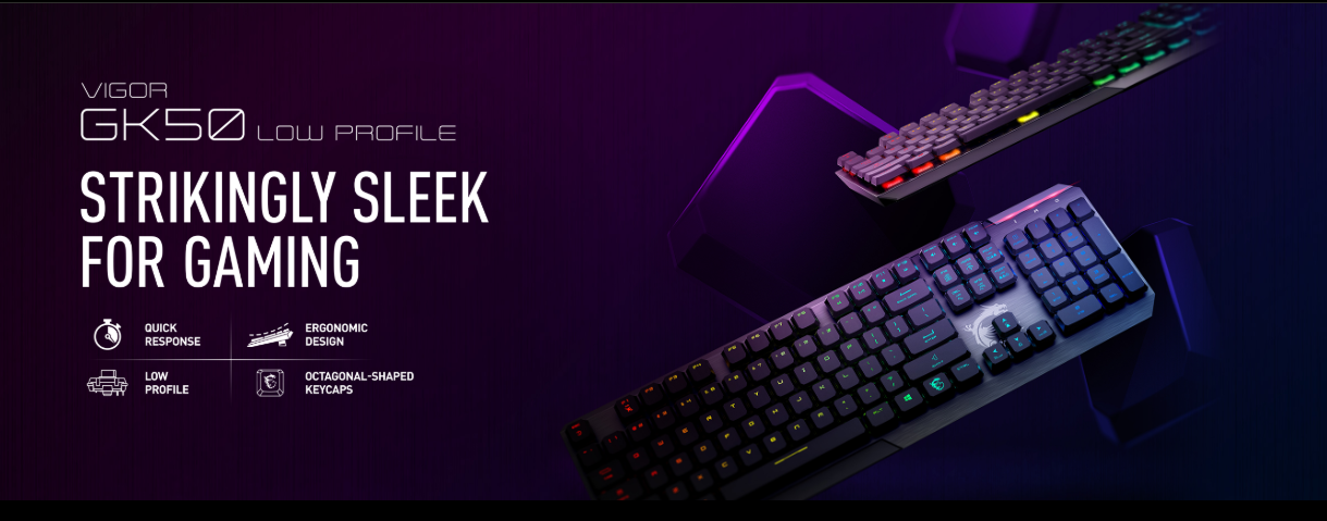 搭載凱華矮軸|八邊形超薄鍵盤，微星GK50矮軸機械鍵盤發布
